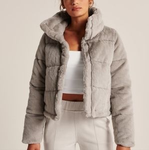 Abercrombie & Fitch Mini Puffer Faux Fur Jacket